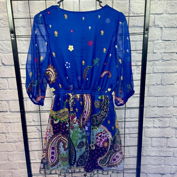 Nouveau Pink Boho Paisley Sheer Tunic Dress - Size S - Picture 2 of 6